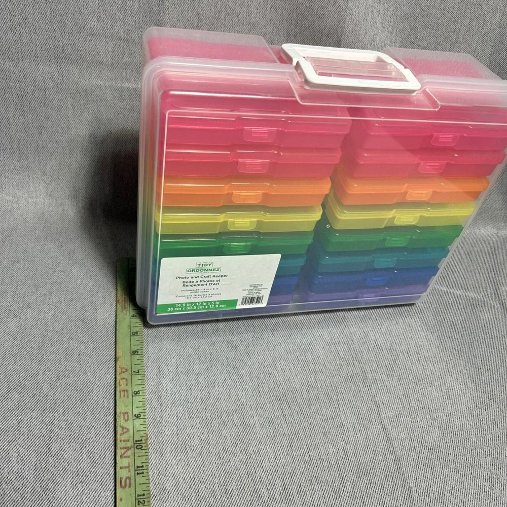 Simply Tidy Photo and Craft Keeper 16 Case Rainbow Storage Box 4x6 Organizer